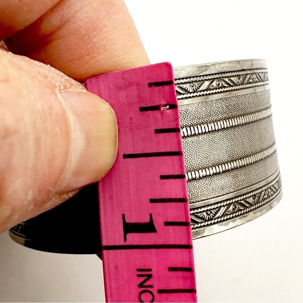 Solid Copper Silver Cuff Bracelet Boho Bohemian E… - image 6